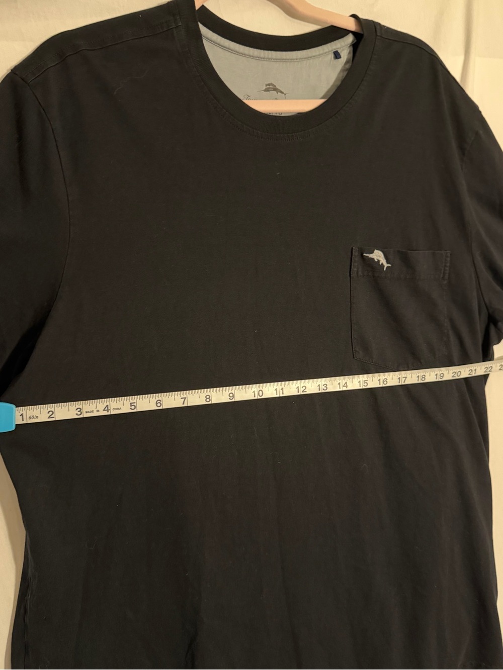 #499 Tommy Bahama Black Short-Sleeve Pocket Tee with Dolphin Logo